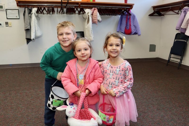 These kids came ready to find a lot of Easter eggs.Shown are (l-r) Harrison Mrozinski, Mariella McCullin and Estelle Mrozinski.